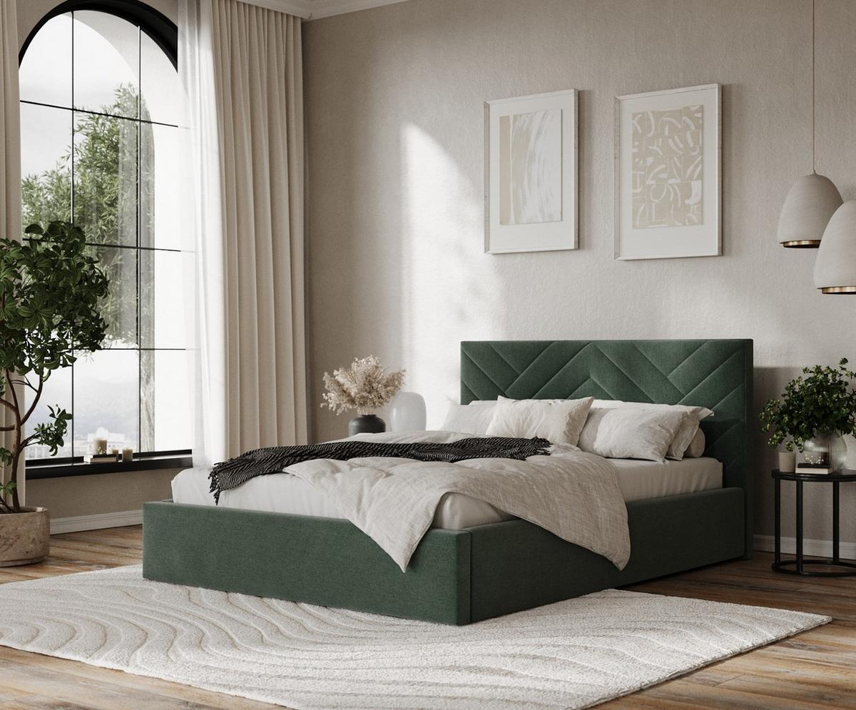 POLSTERBETT Arco 180/200 cm Grün im Asti Stoff - Schwarz/Naturfarben, Holz/Holzwerkstoff (180/200cm) - AltaBeds