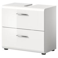 WASCHBECKENUNTERSCHRANK weiß Hochglanz, Badezimmer Unterschrank 60 cm - Weiß Hochglanz/Schwarz, Holzwerkstoff/Kunststoff (60/54/30cm) - Inn.Furn