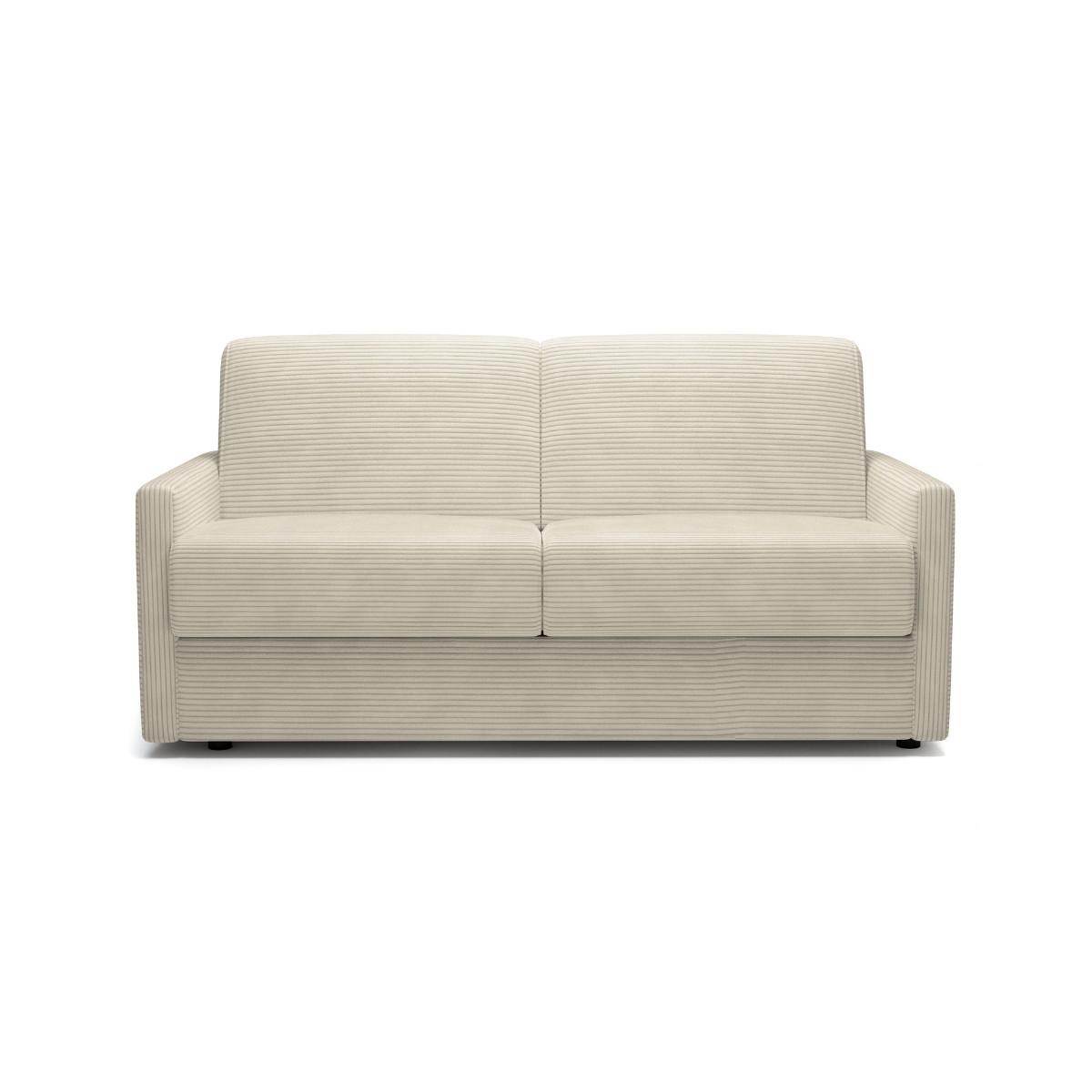 SOFA 3 sitzer aus elfenbeinfarbenem Cord umbaubar giulia 175/100/87 cm - Weiß, Holz (100/87/102cm) - Calicosy