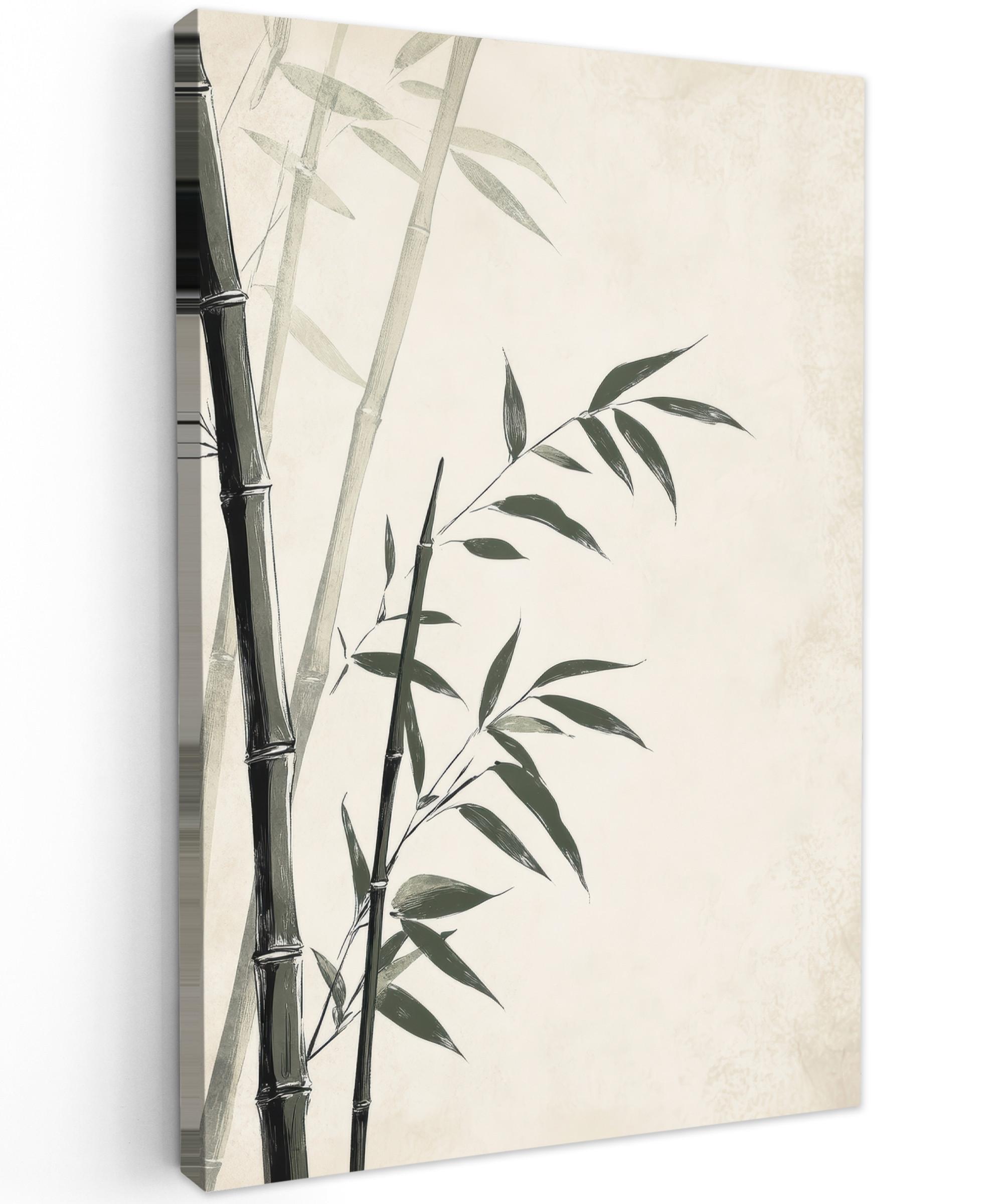 LEINWANDBILD Japandi - Bambus - Beige Deko Wohnzimmer 20x30 cm - Eukalyptusholzfarben, Textil (20/30cm) - MuchoWow