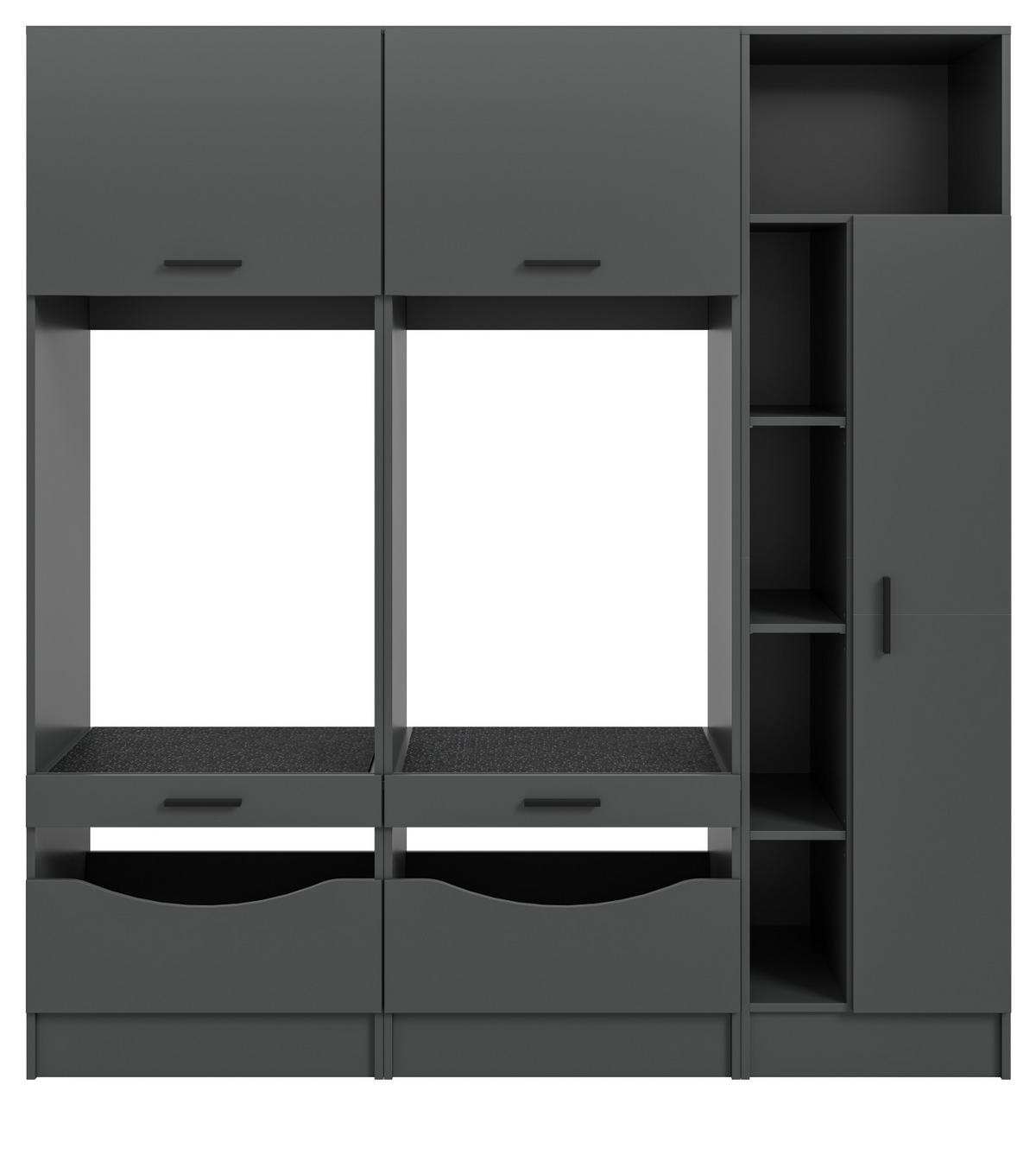 WASCHMASCHINENSCHRANK grau Set 3-teilig 182 x 195 cm, Waschmaschinenumbau mit viel Stauraum - Schwarz/Grau, Holzwerkstoff/Kunststoff (182/195/68cm) - Inn.Furn