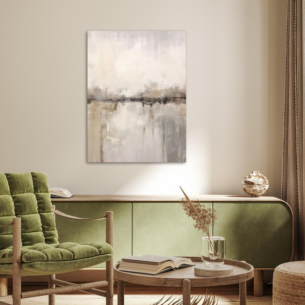 POSTER Moderne Kunst - Abstrakt - Beige Deko Wohnzimmer 60x80 cm - Beige, Papier (60/80/0.1cm) - MuchoWow