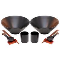 RAMEN SCHÜSSEL SET für 2 Personen aus Keramik - Schwarz, Keramik - Intirilife
