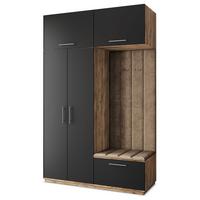 GARDEROBENSCHRANK REMA 150/240/60 cm Modern Garderobe-Set Eiche Lefkas - Eichefarben/Schwarz, Holzwerkstoff (150/240/60cm) - MASSENO