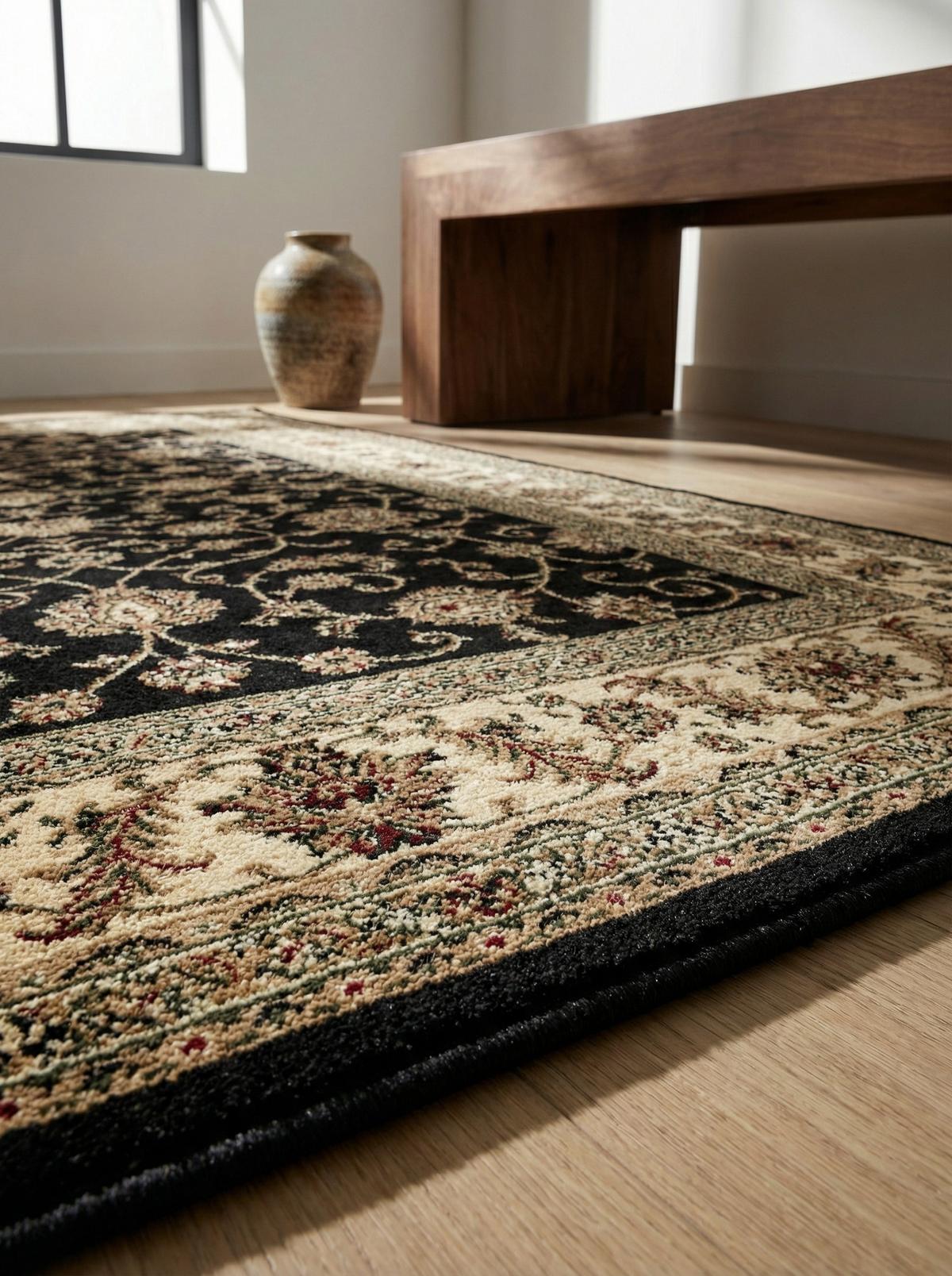 KURZFLORTEPPICH TANNHEIM, orientalisch, aus Polypropylen, Schwarz, 80 x 150 cm - Beige, Textil (150/80cm) - KADIMA DESIGN