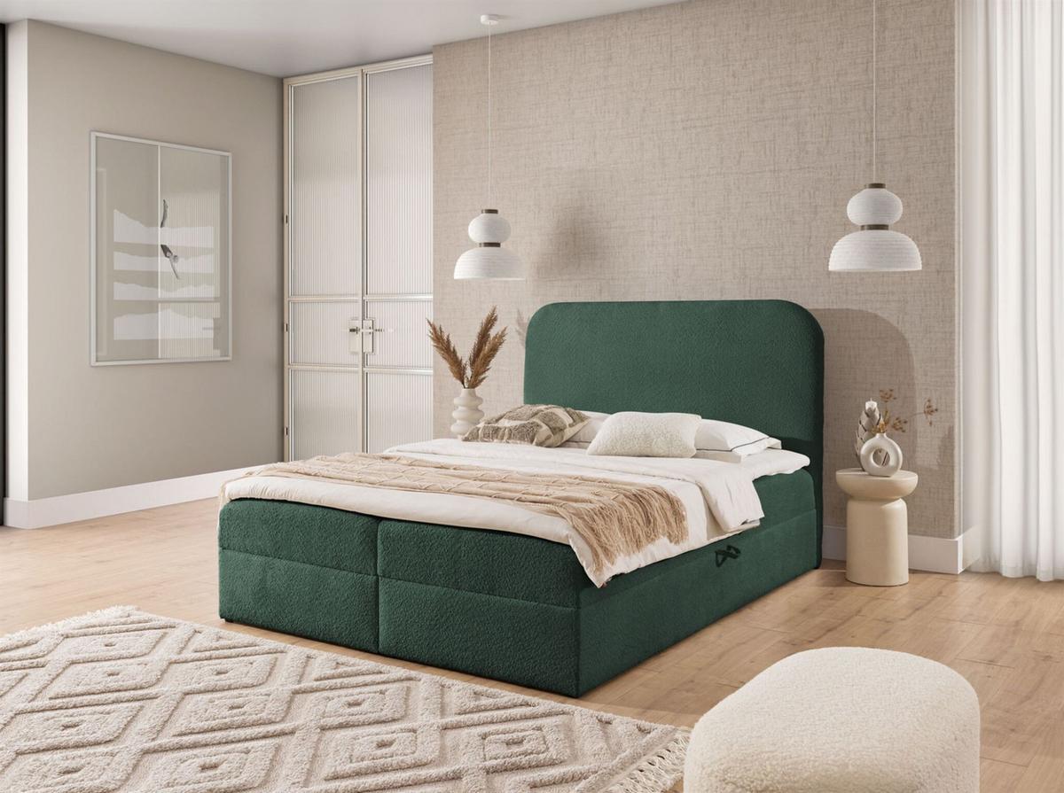 BOXBETT Bineta - Grün, Holzwerkstoff/Textil (200/200cm) - Fun Möbel