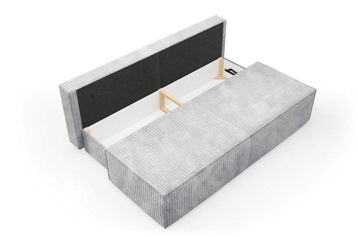BETTSOFA TESSO Grau Kordstoff mit Schlaffunktion - Weiß, Holz (202/74/94cm) - MASSENO
