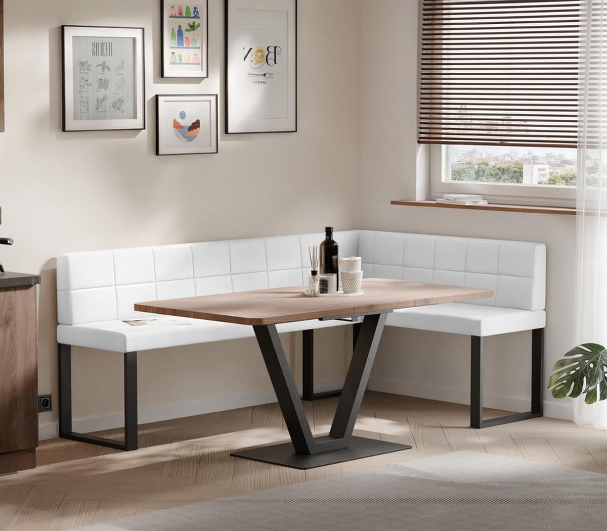 ECKBANK rechts SANA U Kunstleder gesteppt, 128/168 cm Weiß - Weiß, Kunststoff/Textil (128/168cm) - Idohome