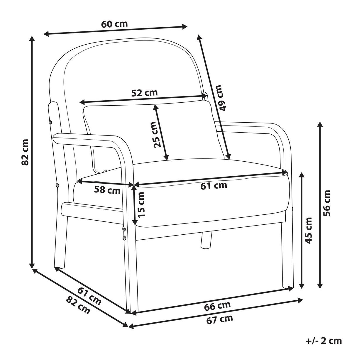 SESSEL Bouclé Cremeweiß Selde - Hellbraun/Weiß, Textil (67/82/82cm) - Beliani