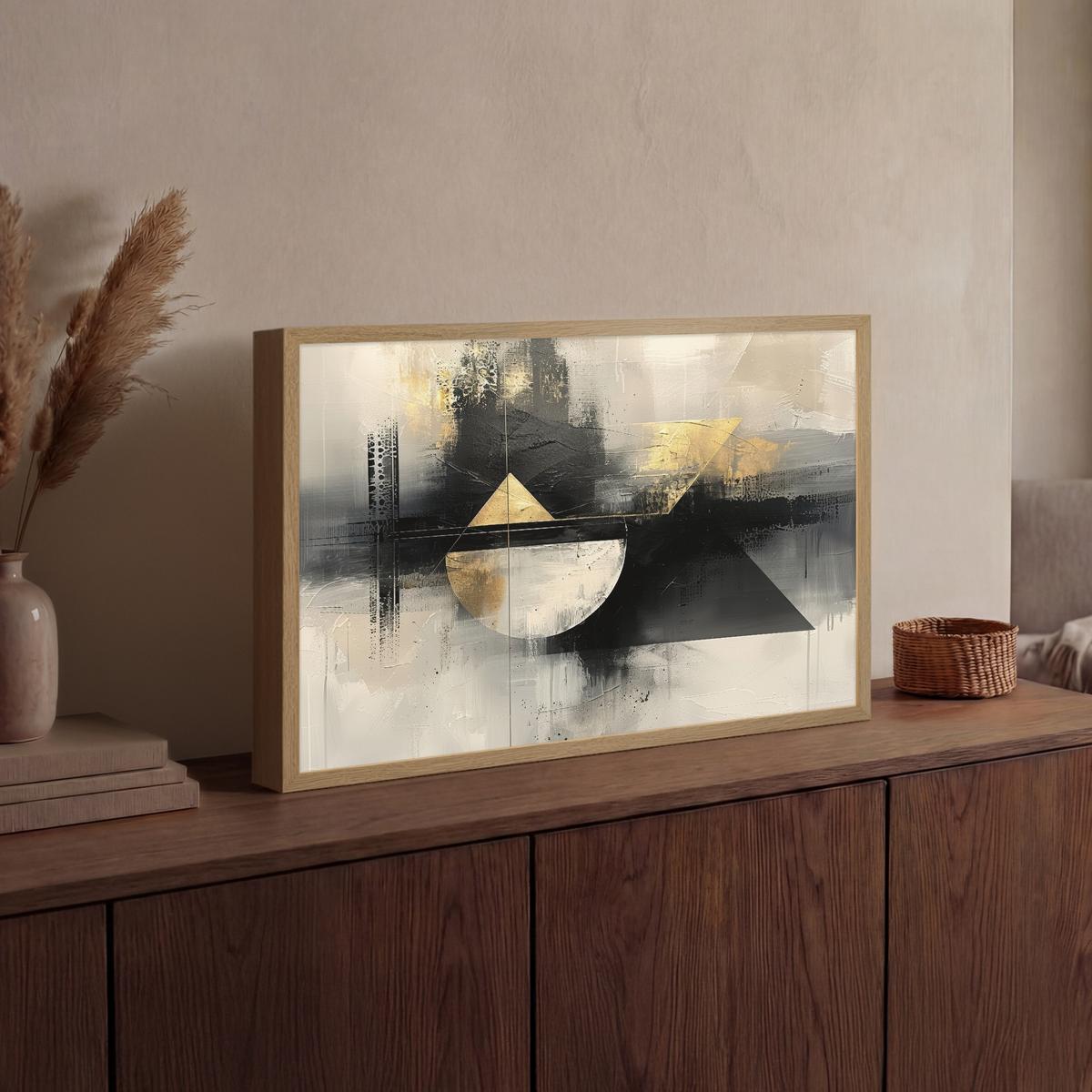 WANDLEUCHTE MIT AKKU Abstrakt - Schwarz - Farbe - Modern 60x40 cm - Grau, Holzwerkstoff (60/40/8cm) - OnlyWow