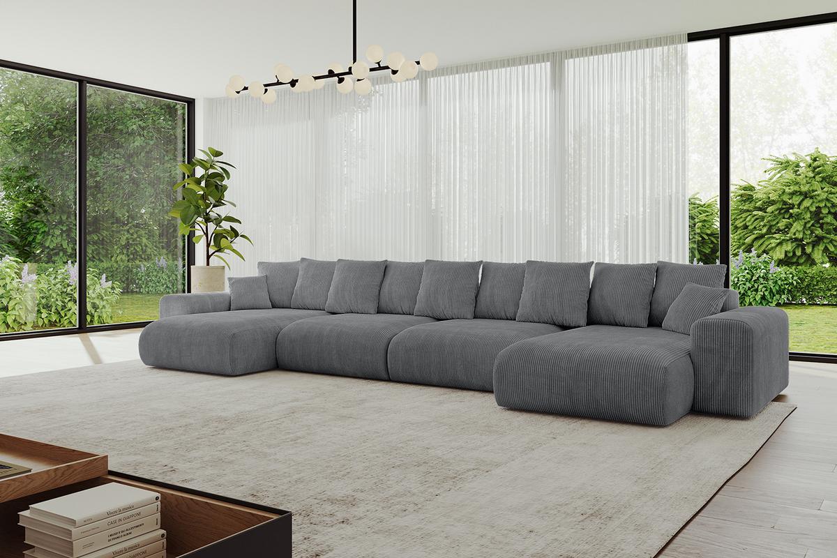 WOHNLANDSCHAFT mit Schlaffunktion ESKAR-U2-464x176x72cm Dunkelgrau - Dunkelgrau, Holzwerkstoff/Kunststoff (176/72/464cm) - ALTDECOR