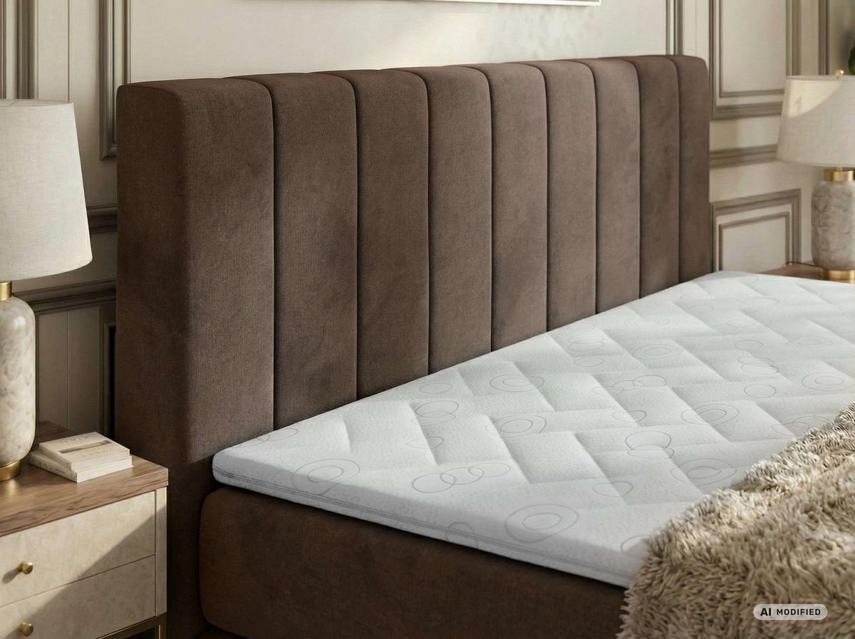 BOXSPRINGBETT ALVER KING 200/200 - Braun Velvet - Topper T25 - H3 - Schwarz/Braun, Kunststoff/Textil (200/200cm) - MKS