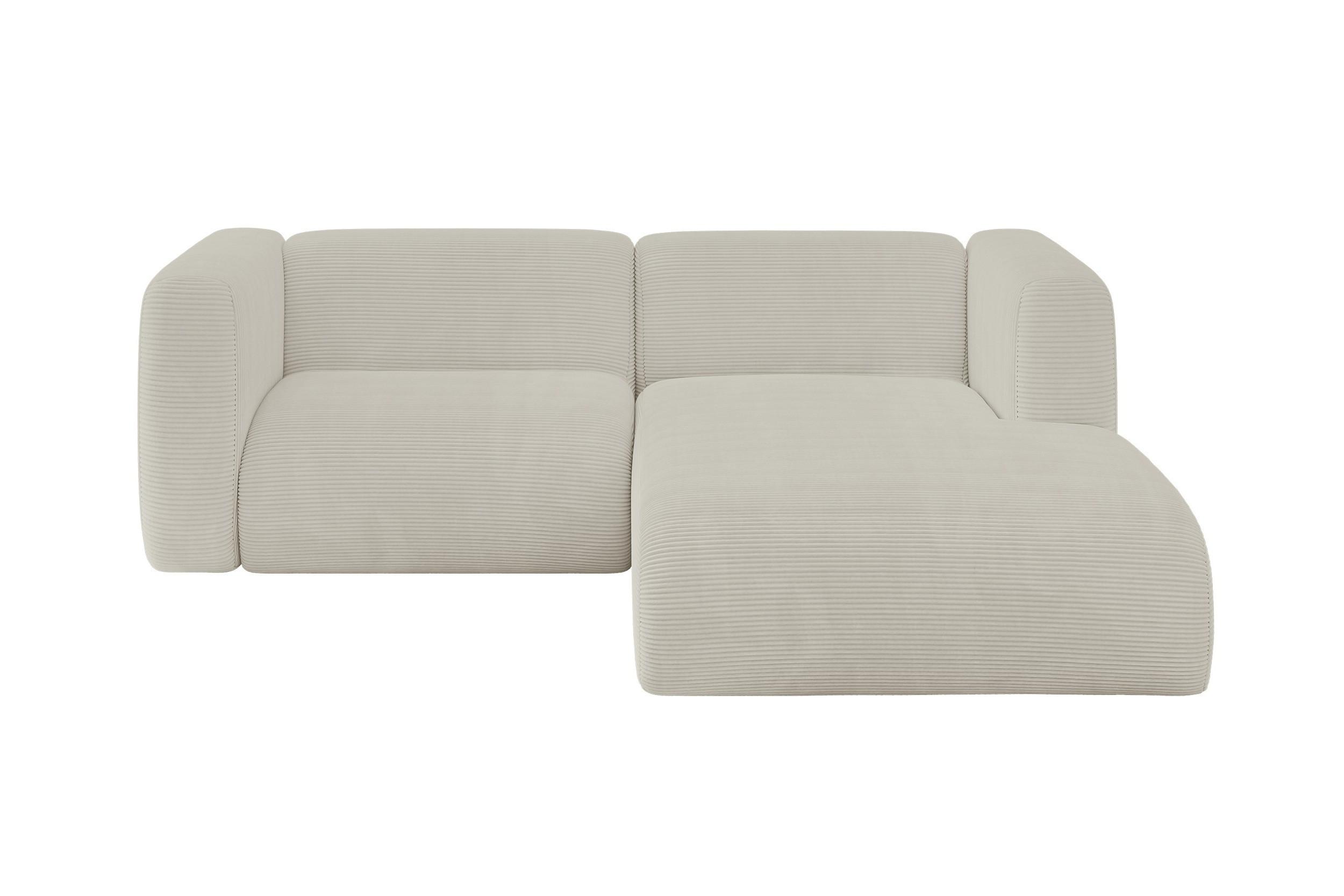ECKSOFA Ottomane Rechts MIRA-L1 227x179x89 Creme Cord - Ecru/Creme, Holzwerkstoff/Kunststoff (227/179cm) - ALTDECOR