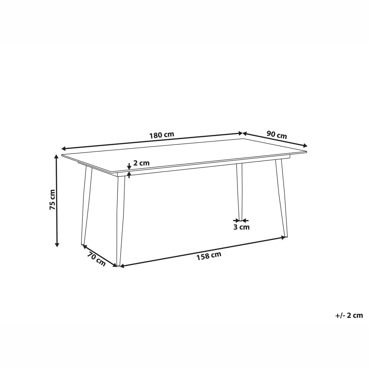 GARTENTISCH 180/90 cm Steinoptik Travertinoptik Tolentino - Dunkelgrau, Kunststoff (180/90/75cm) - Beliani