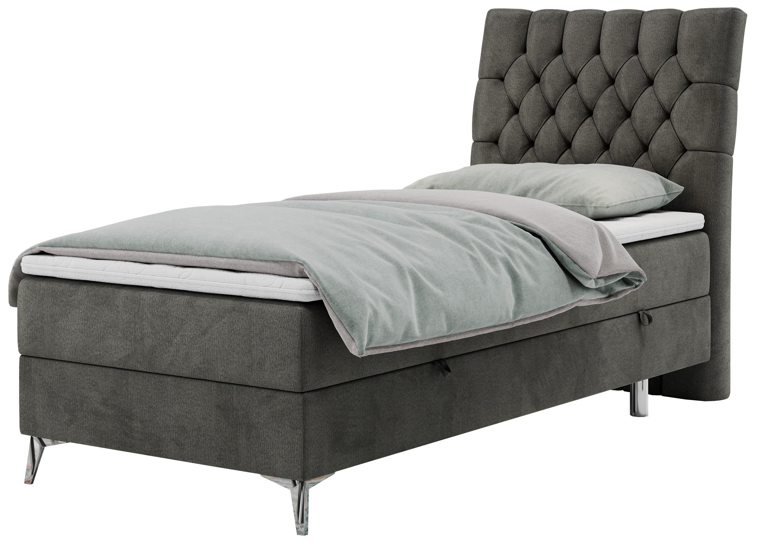 BOXBETT MILEN 90/200 Dunkelgrau Velvet - H4 - Rechts Seite - Dunkelgrau, Holz/Textil (90/200cm) - MKS