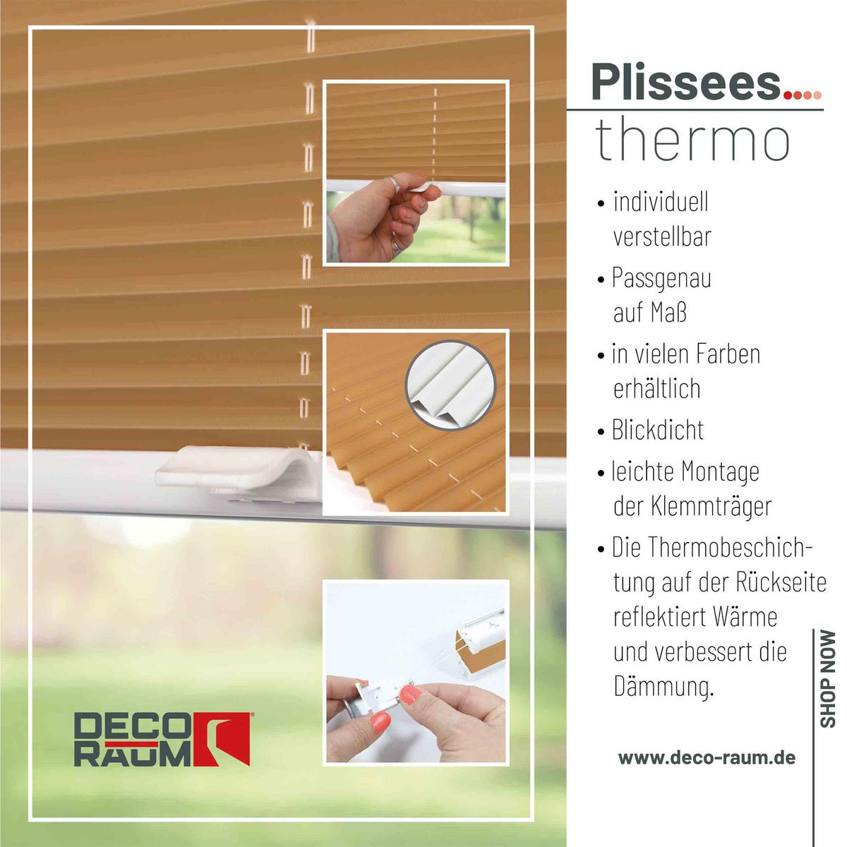PLISSEE Thermo Basic 75 x 150cm Klemmfix ohne Bohren - Cappuccino, Textil (75/150/150cm) - Deco-Raum
