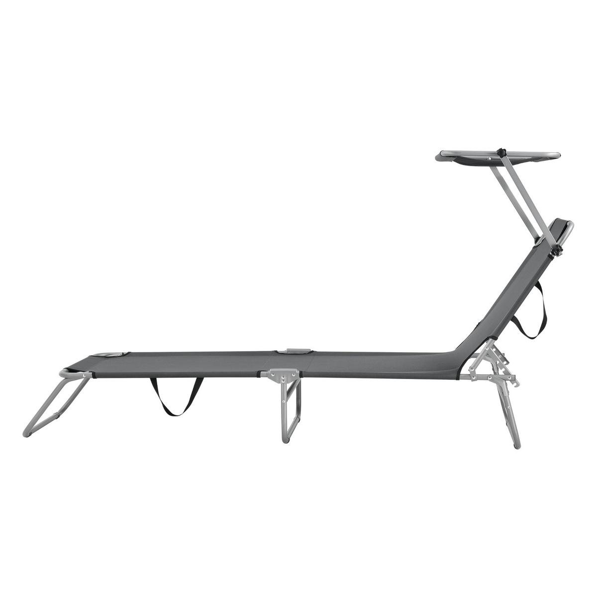 SONNENLIEGE Argozelo - Dunkelgrau, Textil/Metall (186/24/55cm) - casa.pro