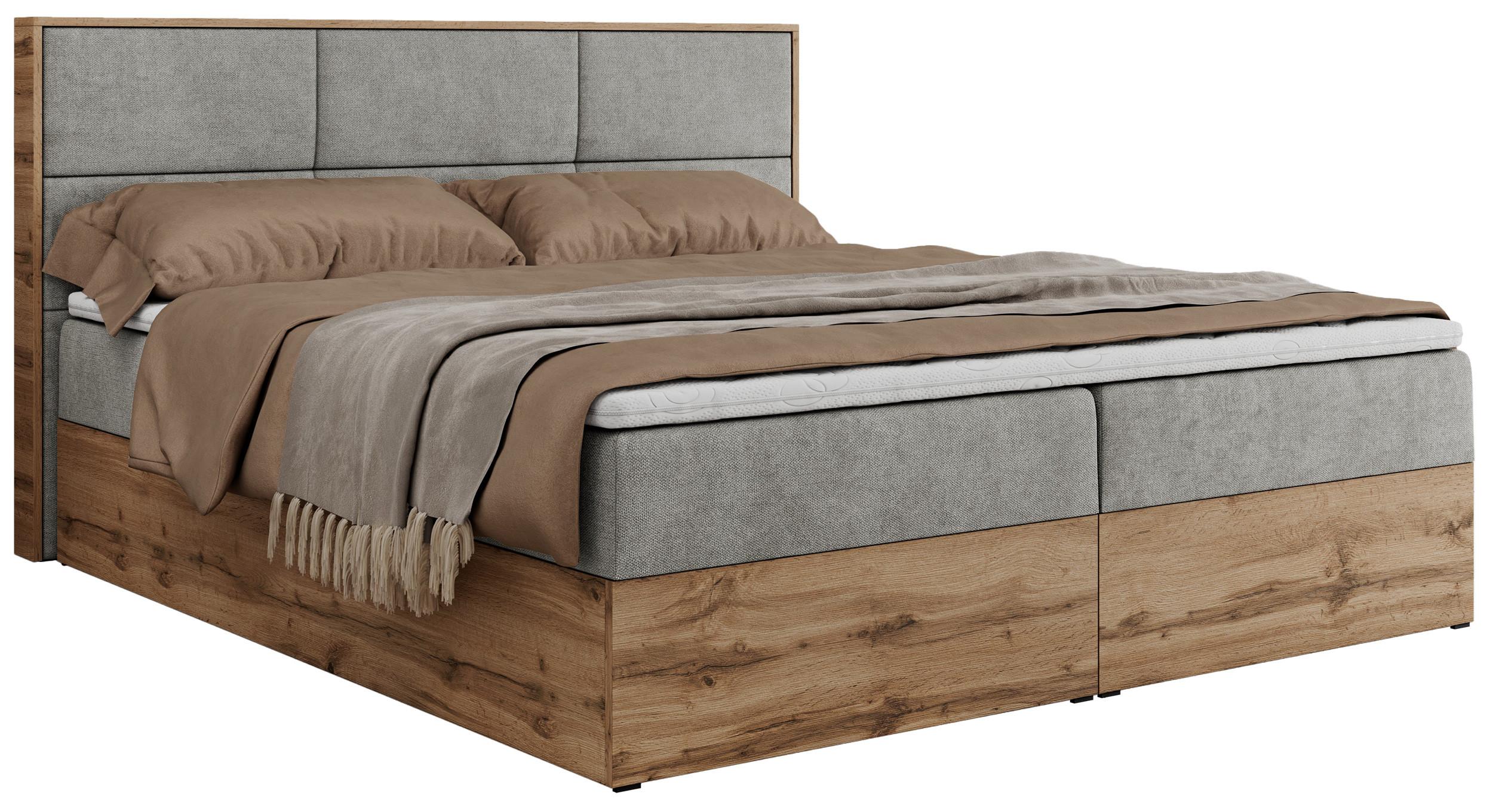 BOXBETT ALBERO 2 - 120/200 Hellgrau Struktur - H4 - Hellgrau, Holz/Textil (120/200cm) - MKS