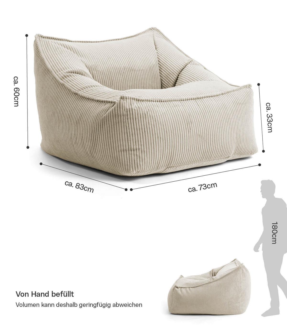 SITZSACK Cord Snug - Beige, Textil (80/60/83cm) - Mokebo