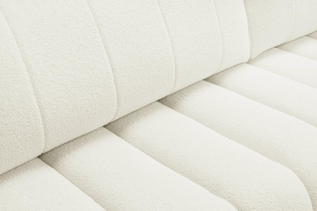 ECKSOFA GIOIA R-S Creme Boucle-Stoff mit Schlaffunktion - Creme, Holz (276/176cm) - MASSENO