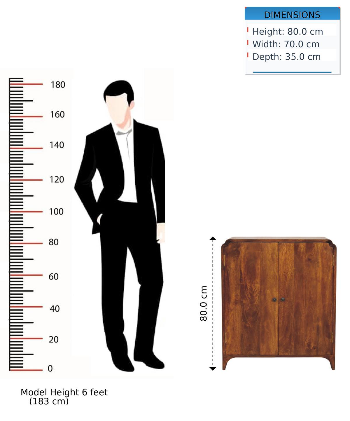 SCHRANK Rich-Kastanien-Finish, 2 Regale innen, Braun - Braun, Holz (35/80/70cm) - Artisan Furniture