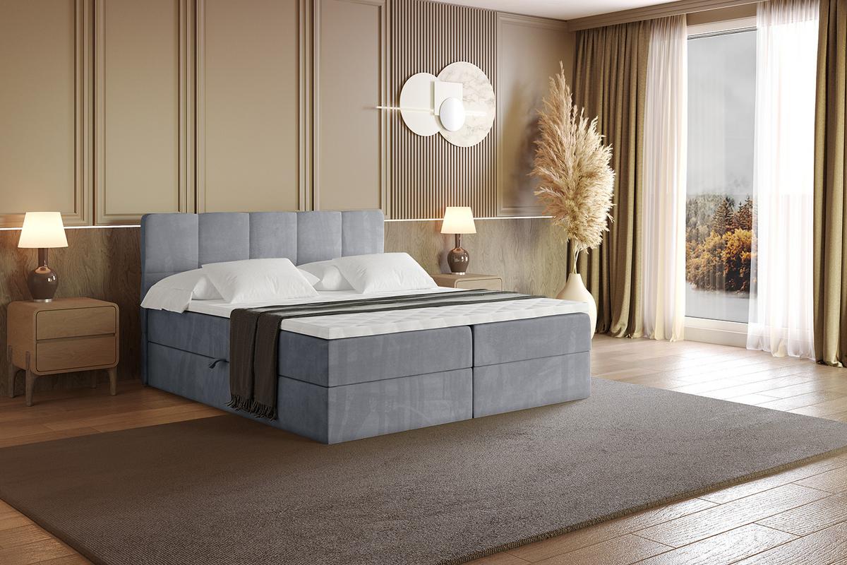 BOXBETT mit Matratze H4 und Lattenrost - LIRO - 200x200 - Grau Casablanca - Grau, Holzwerkstoff/Kunststoff (200/200cm) - ALTDECOR
