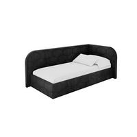 EINZELLBETT Jugendbett mit Bettkasten und Matratze H3/H4, Links - JAXY 90x200 Schwarz - Schwarz, Holzwerkstoff/Textil (90/200cm) - ALTDECOR