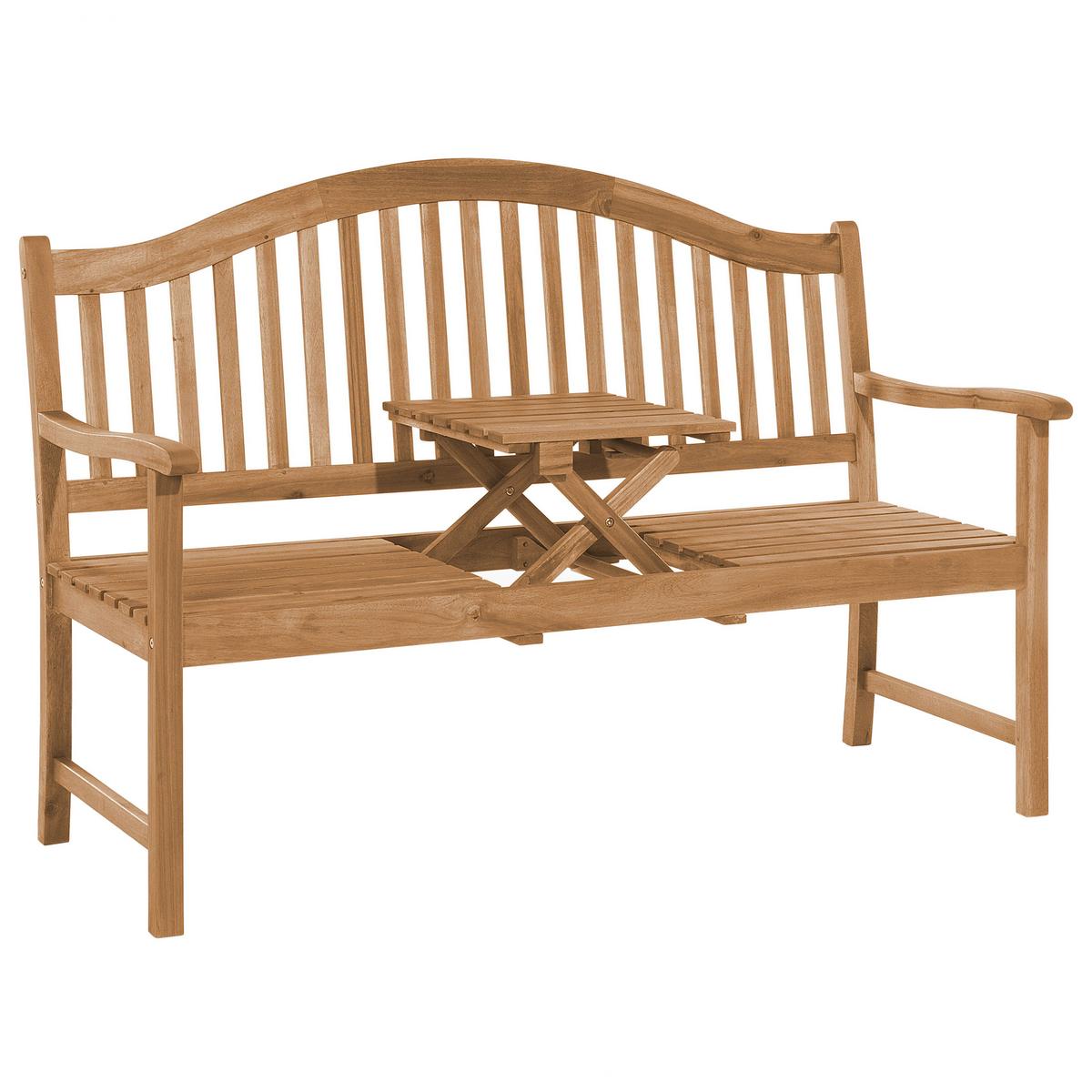 GARTENBANK Akazienholz hellbraun aufklappbarer Abstelltisch 150 cm Hilo - Hellbraun, Holz (150/102/54cm) - Beliani