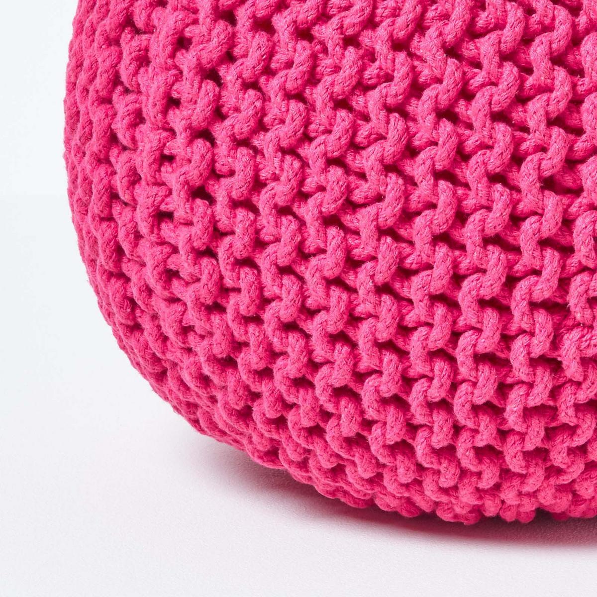 STRICK-POUF pink, 40/40/35 cm - Pink, Textil (40/35/40cm) - Homescapes