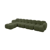 ECKSOFA modulares Sofa Links Miko-L3 390x205x75 Grün Bouclé - Smaragdgrün/Schwarz, Holzwerkstoff/Kunststoff (390/205cm) - ALTDECOR