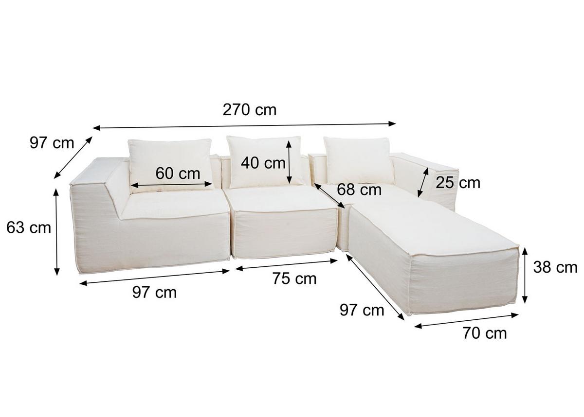 SOFA-GARNITUR Hellgrau - Hellgrau, Textil (270/63/190cm) - MCW