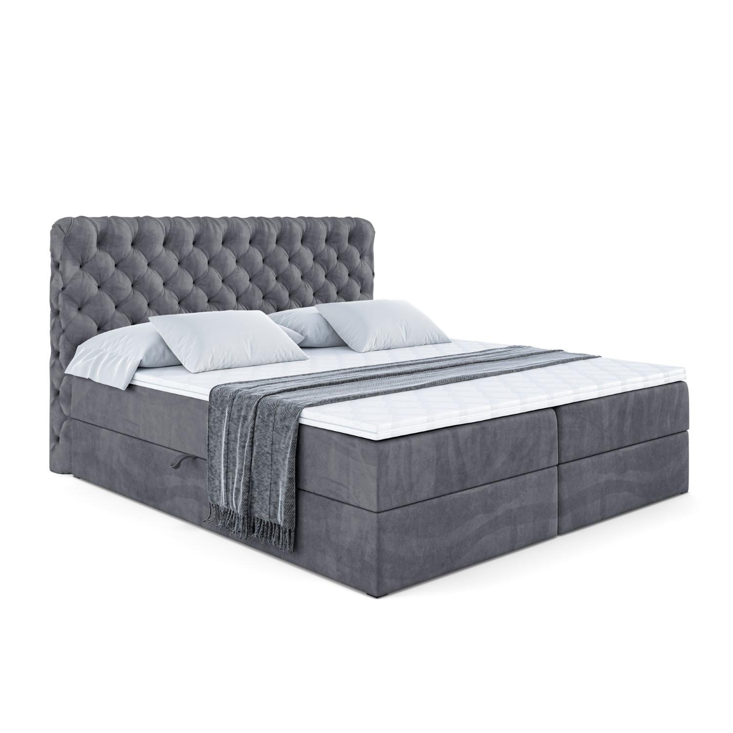 BOXBETT mit Matratze H4 und Lattenrost - BOXI8 - 180x200 cm - H4 - Dunkelgrau - Dunkelgrau, Holzwerkstoff (180/200cm) - ALTDECOR