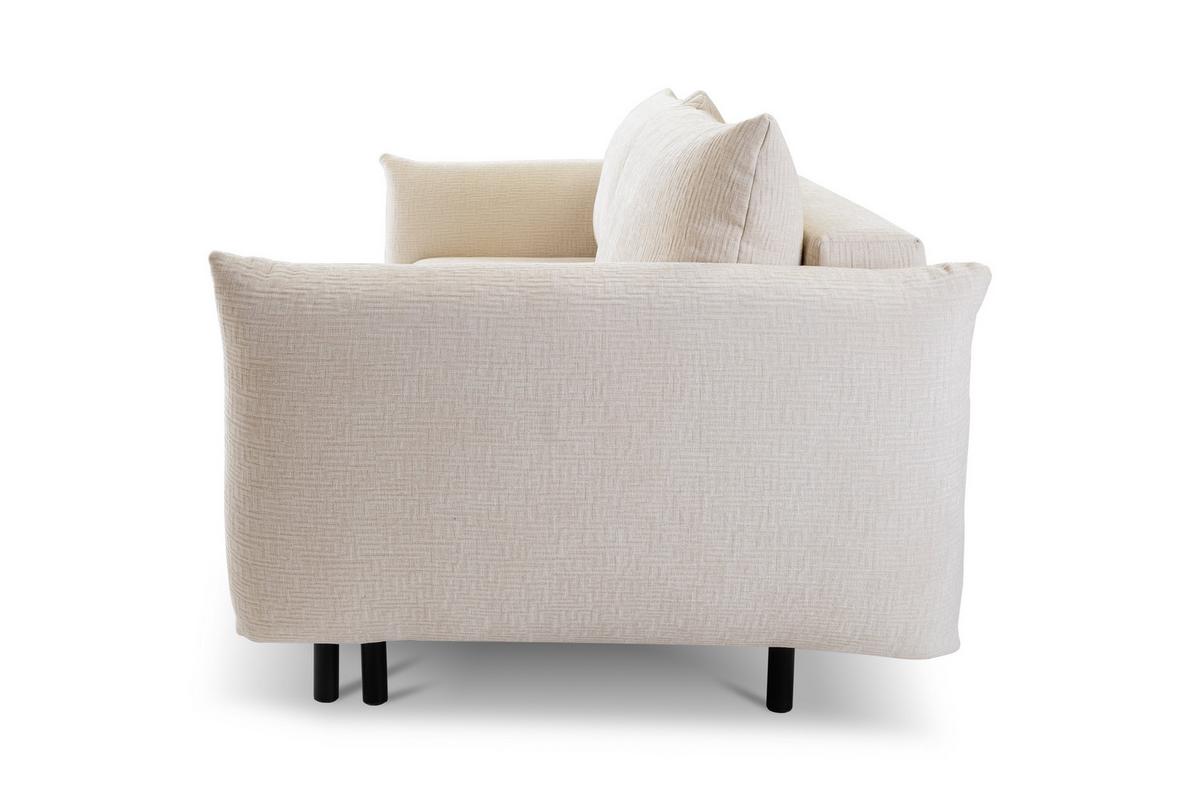 BETTSOFA UNO Beige Chenille-Stoff mit Schlaffunktion - Beige, Holz (240/90/108cm) - MASSENO