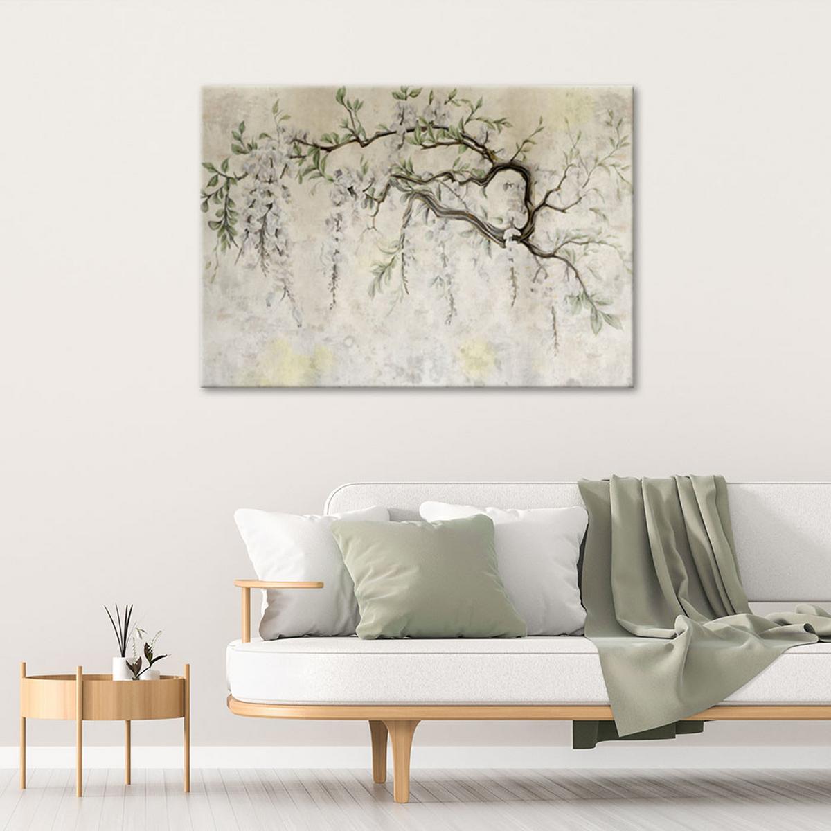 WANDBILD hängende blumen minimalismus - Beige, Textil (60/40cm) - Feeby