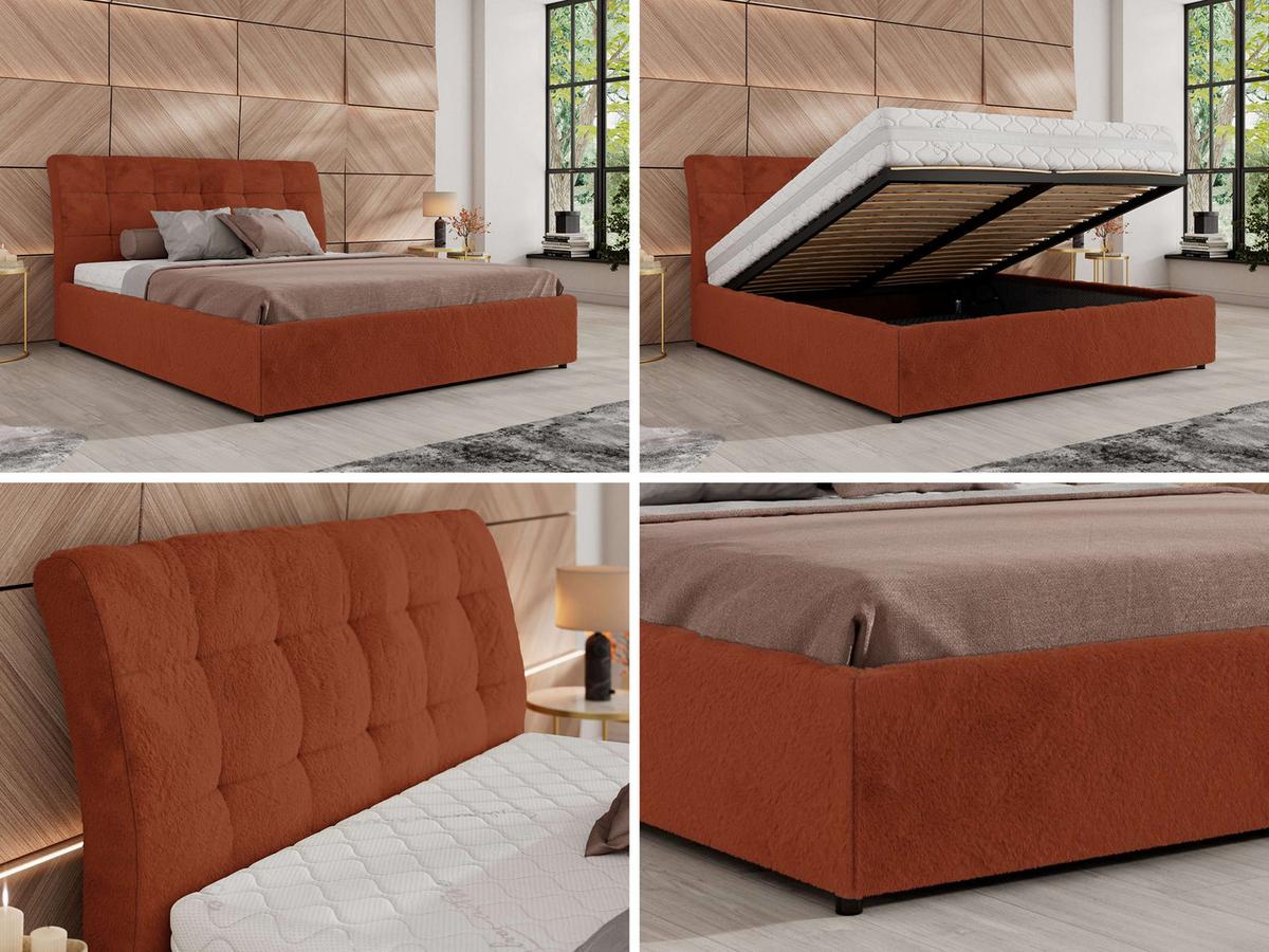 POLSTERBETT GALA CLASSIC 140/200 - Orange Plüsch - Pocket-Matratze - Orange, Textil (140/200cm) - MKS