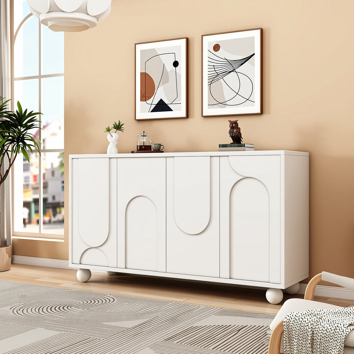 SIDEBOARD 120 cm Weiß mit 2 Türen & verstellbarem Regal im modernen Design - Weiß, Holzwerkstoff (120/71/35cm) - Urban Meuble