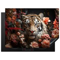 HERDABDECKPLATTE Tiger - Tier - Natur - Floral - Botanisch Induktionsmatte 71x52 cm - Orange, Kunststoff (71/52/0.2cm) - MuchoWow