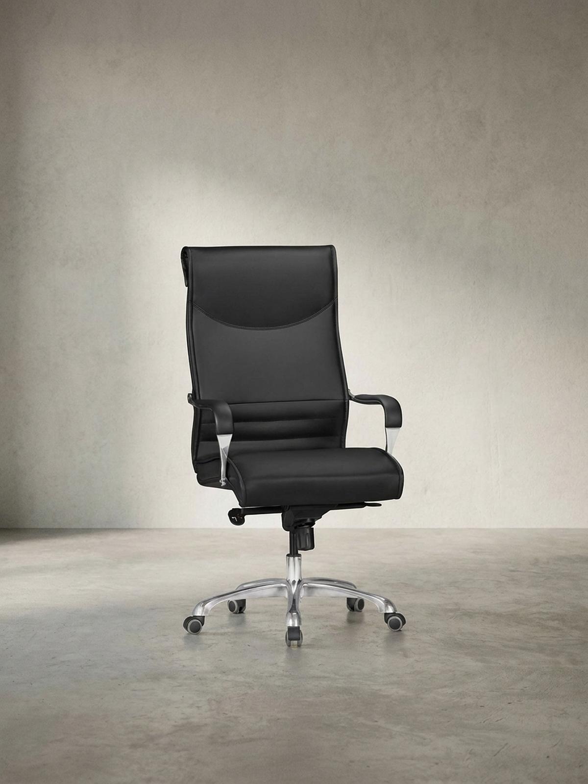 CHEFSESSEL XXL Kunstleder ergonomisch höhenverstellbar bis 150 kg VENGA, Schwarz 61x60x126 cm - Silberfarben/Schwarz, Kunststoff/Textil (61/126/60cm) - KADIMA DESIGN