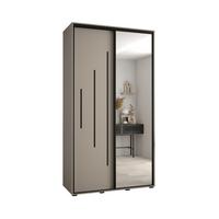 SCHWEBETÜRENSCHRANK 235,2/130/60 2-türig - Kaschmir/Schwarz, Holz/Metall (130/235.2/60cm) - MÖBEL KRYSPOL