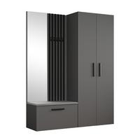 GARDEROBENSCHRANK MODULO 160,6/204/40 cm Modern Garderobe-Set Grau - Grau, Holzwerkstoff (160.6/204/40cm) - MASSENO