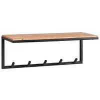 WANDGARDEROBE Akazie Massivholz Metall Modern 70x27x30 cm mit Hakenleiste und Ablage - Akaziefarben, Holz (70/27/30cm) - KADIMA DESIGN