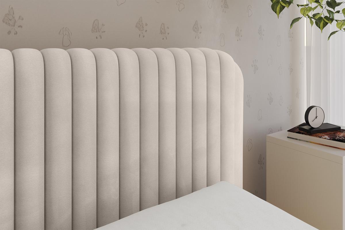 EINZELLBETT Jugendbett mit Bettkasten und Matratze H3/H4, Links - AURY 90x200 Beige - Ecru, Holzwerkstoff/Textil (90/200cm) - ALTDECOR