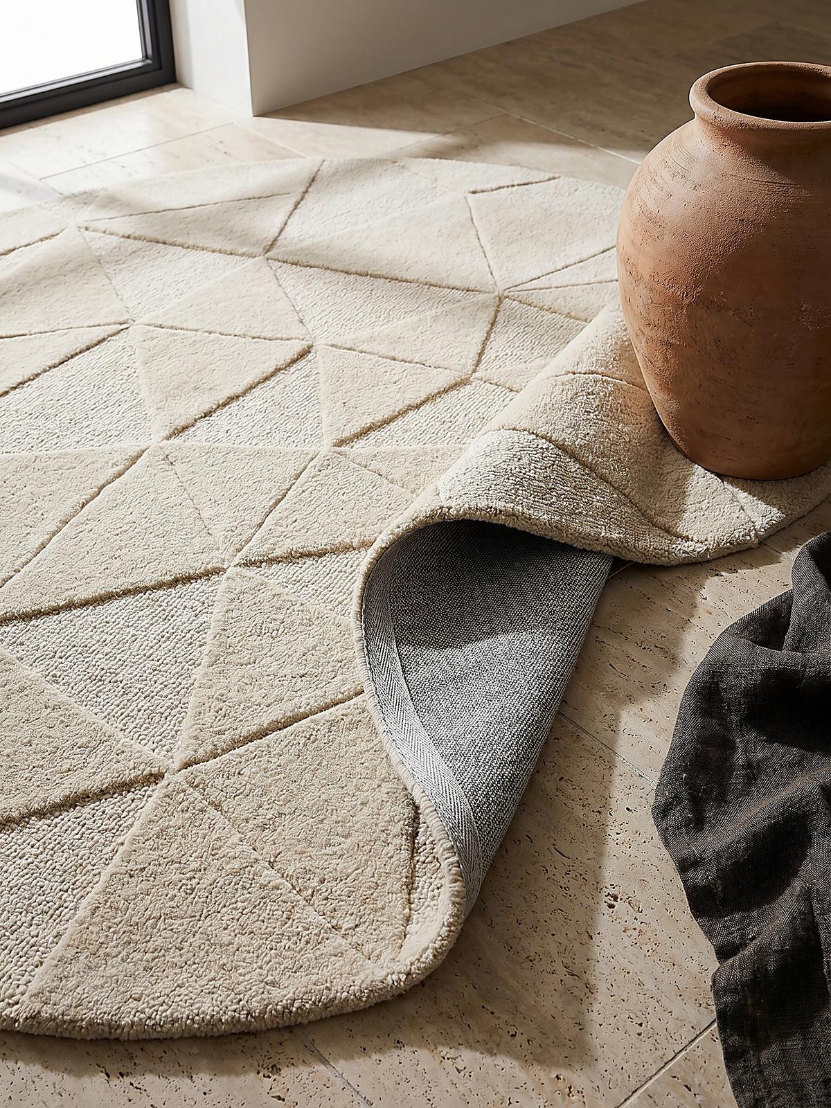 WOLLTEPPICH DEBEN, geometrisch, Natur, Ø 160 cm - Beige, Textil (160/160cm) - KADIMA DESIGN