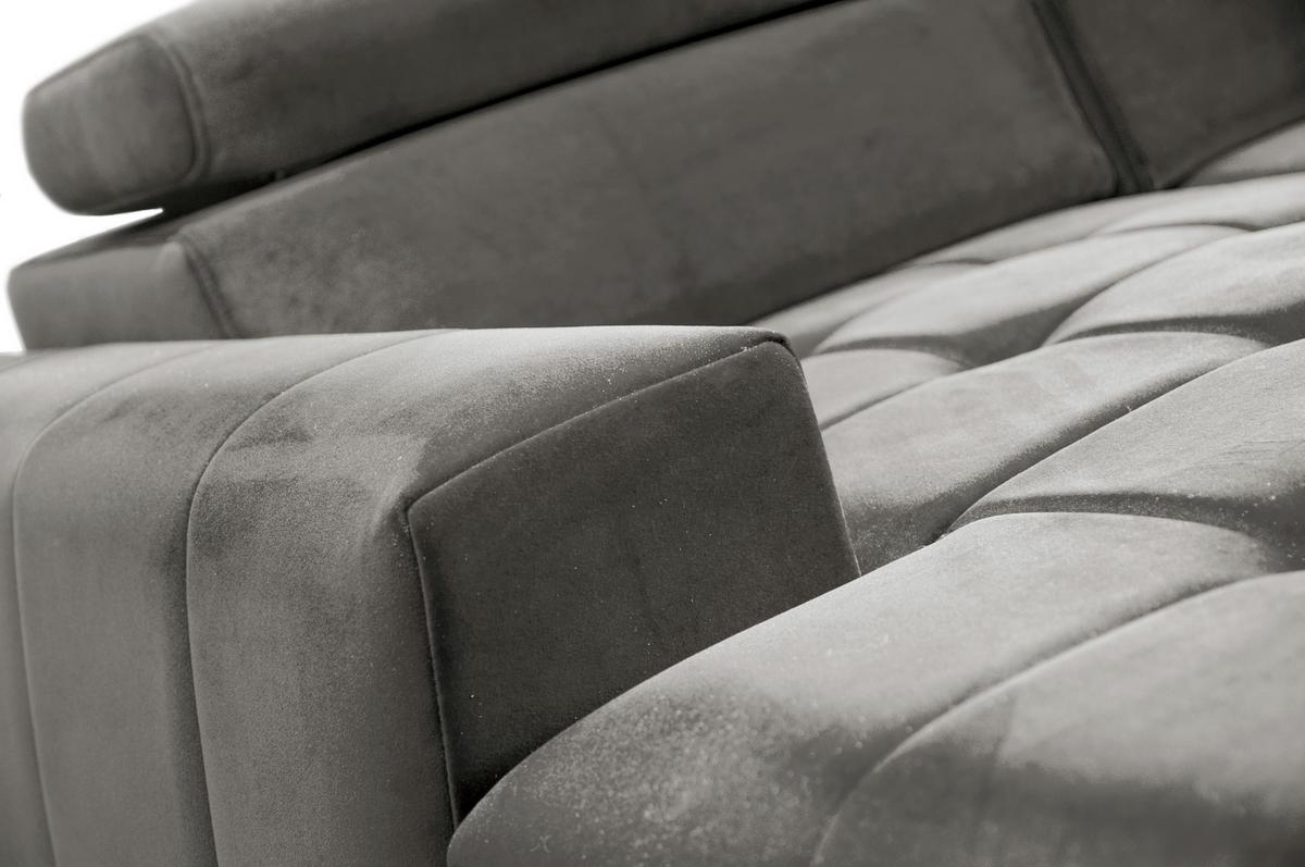 WOHNLANDSCHAFT Arkucio U Grau 345/200/95 cm – großes Sofa mit Schlaffunktion L - Schwarz/Grau, Textil/Metall (200/95/345cm) - AX Living