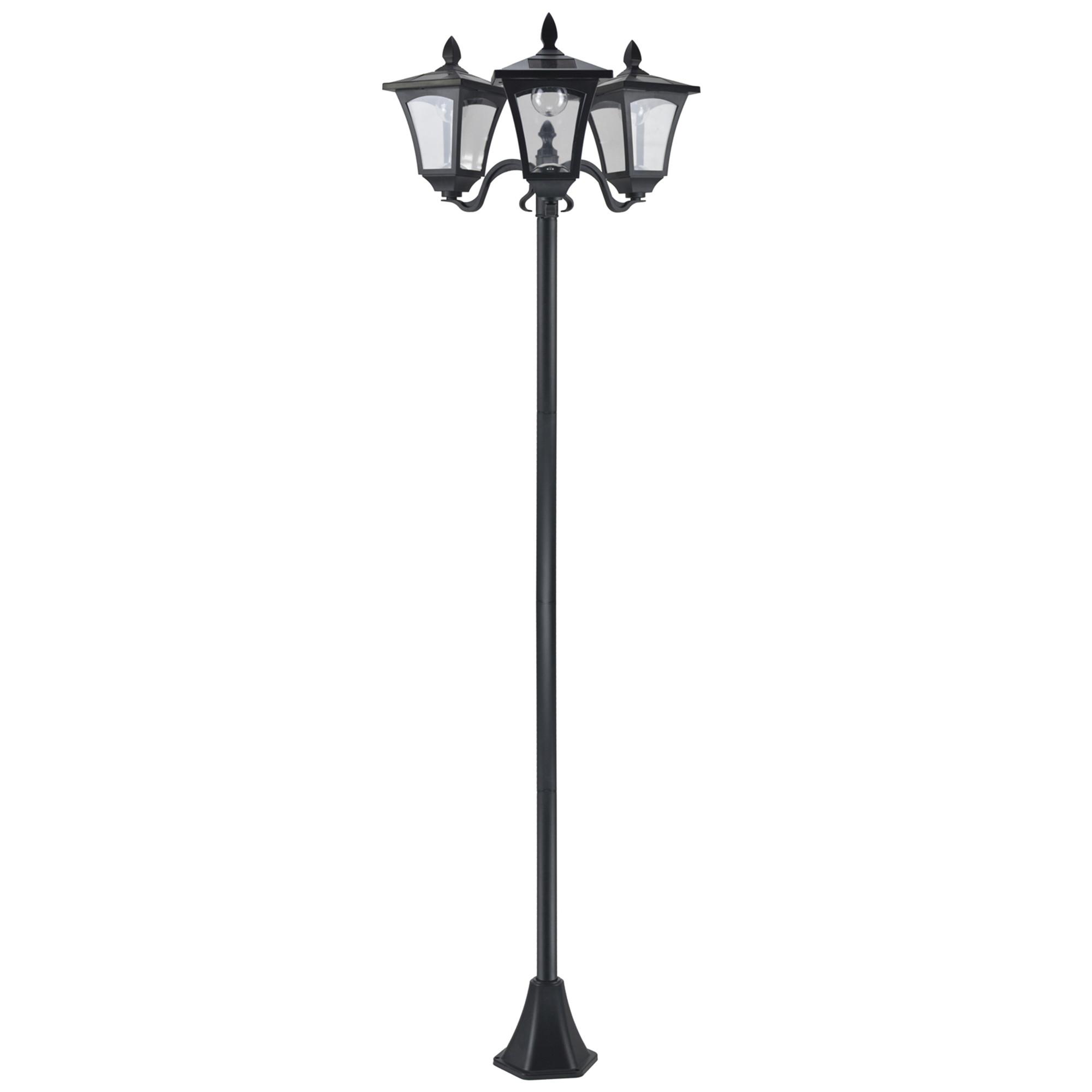 SOLAR Gartenlaterne mit 3 flammig Solarlaterne mit LED 120 Lumen IP44 Kunststoff - Schwarz, Metall (51.5/47/182.5cm) - Outsunny