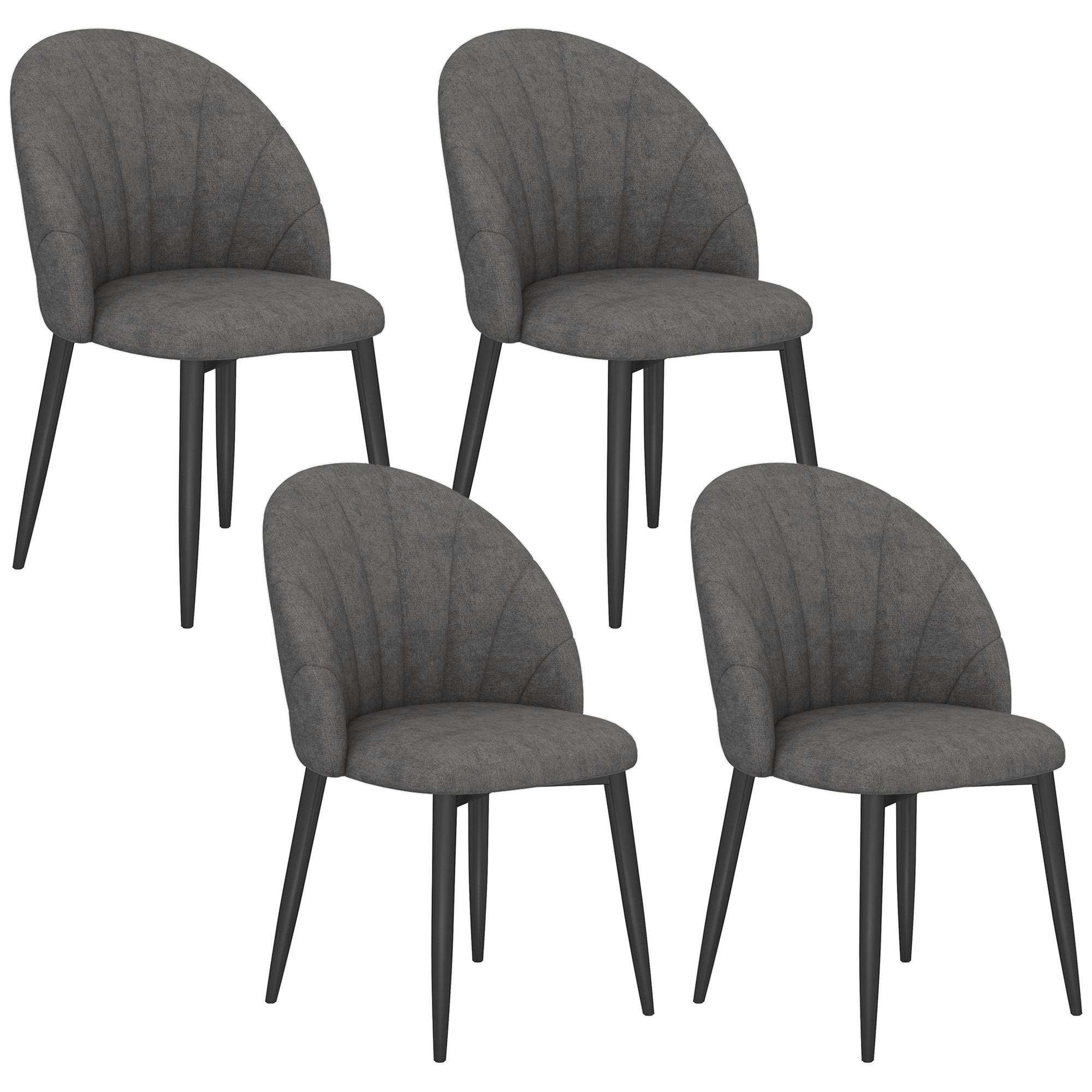 ESSZIMMERSTÜHLE 4er Set Polyester Stahl Dunkelgrau - Dunkelgrau, Textil (52/79/54cm) - HOMCOM