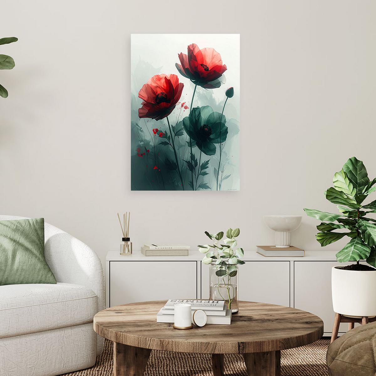LEINWANDBILD, Pastellrote Blumen - Grün, Textil (30/45cm) - Feeby