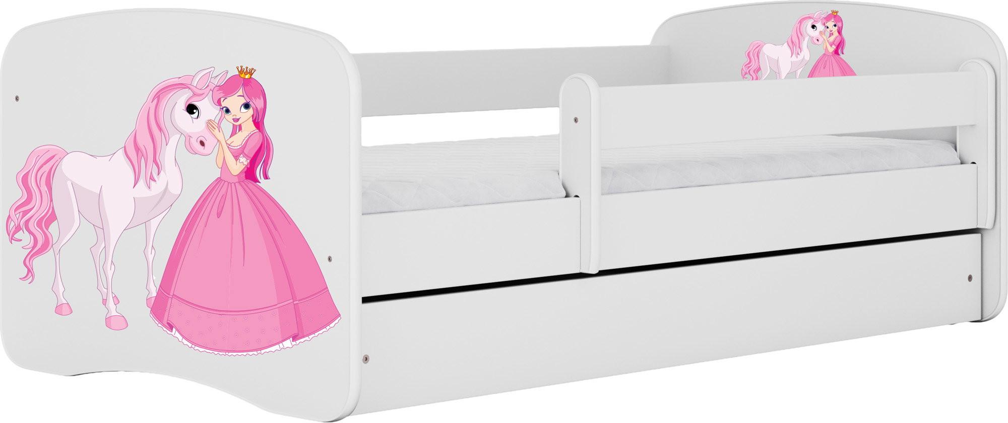 KINDERBETT Emily mit Schublade und Matratze, Weiß 70x140 cm - Rosa, Holzwerkstoff (140/70cm) - WFL GROUP