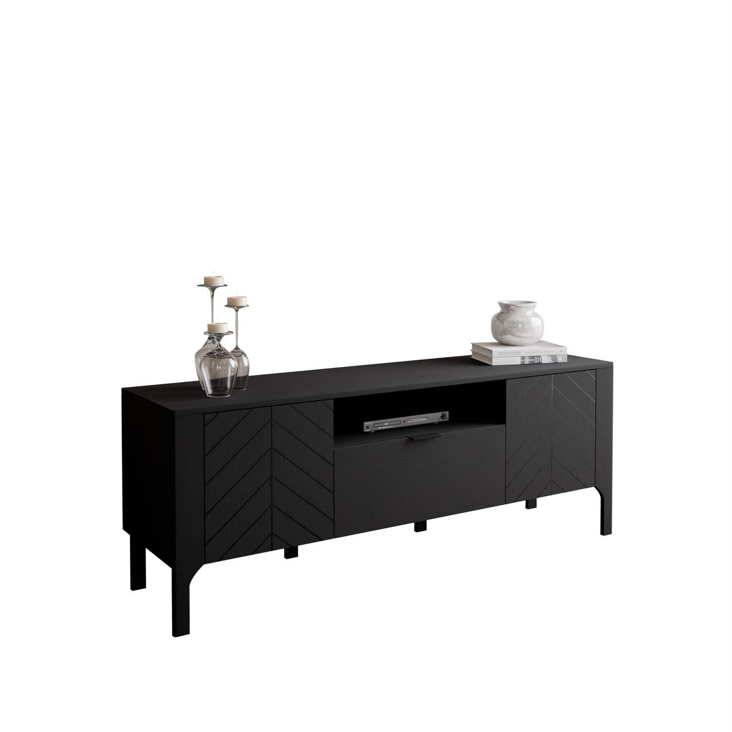 TV-SCHRANK LUMI mit Schublade 160 cm, Schwarz - Schwarz, Holzwerkstoff (160/57/41cm) - Lookway