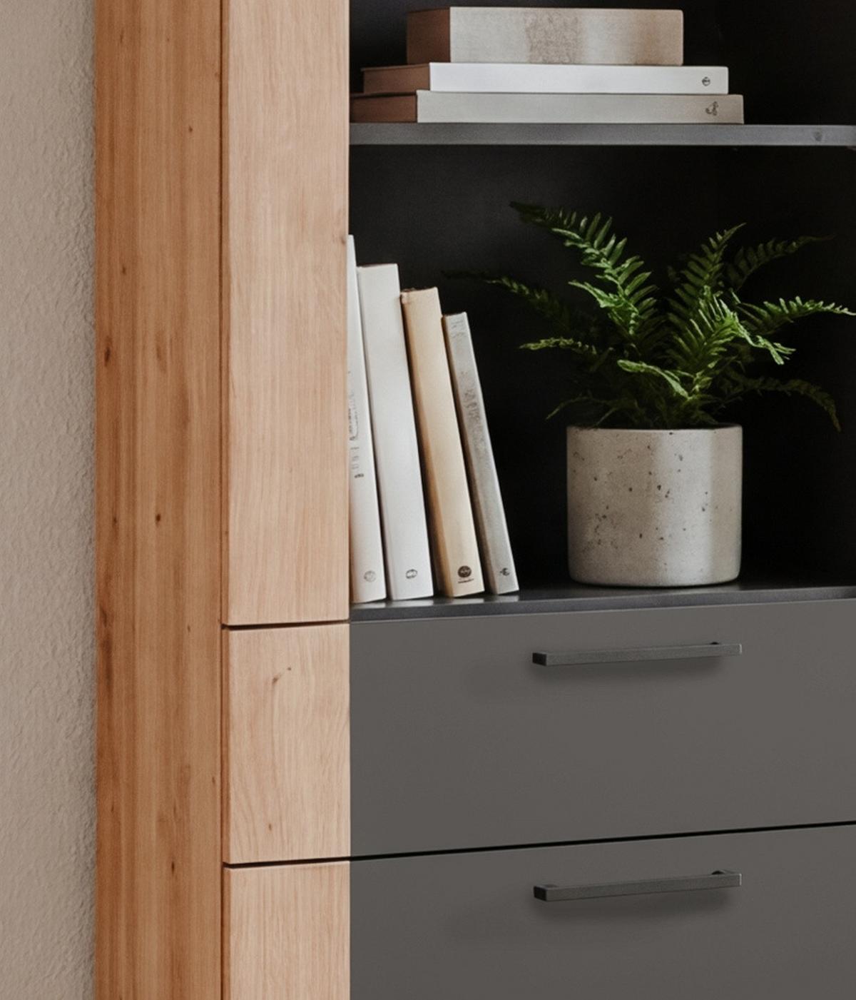 HIGHBOARD grau, Artisan Eiche 100 x 155 cm, Kommode mit viel Stauraum - Anthrazit/Schwarz, Holzwerkstoff/Kunststoff (100/155/34.5cm) - Furn.Design